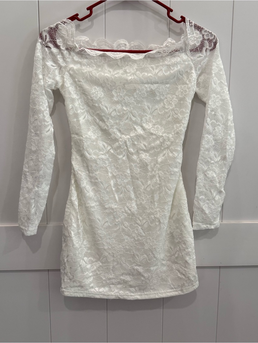 Floerns White Off-Shoulder Lace Bodycon Mini Dress | XS | Romantic Party